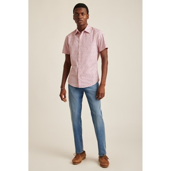 269009 Bonobos Riviera Short Sleeve Men's Shirt Buttondown Print Athletic Fit L